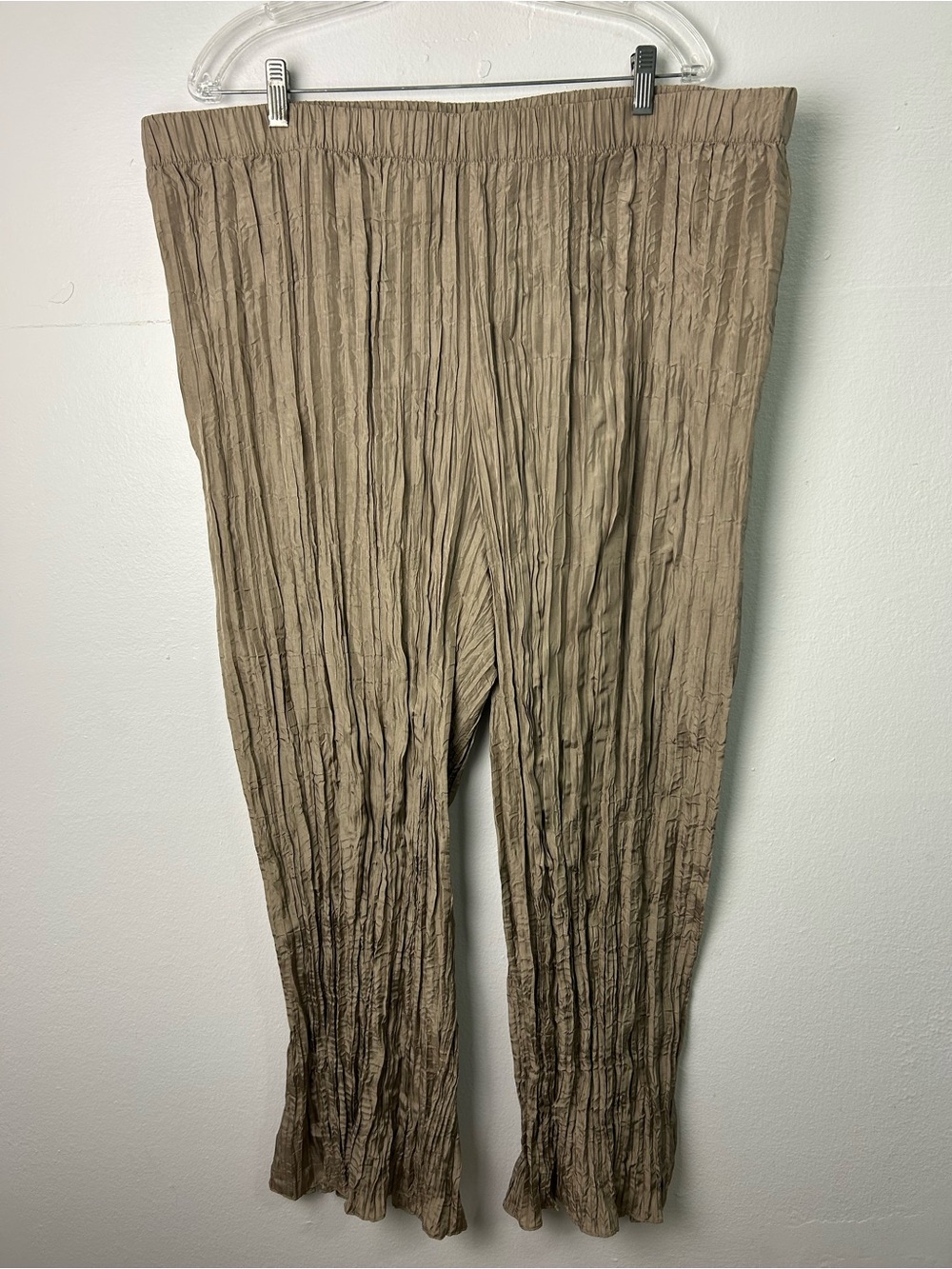 EILEEN FISHER Crushed 100% Silk Wide Leg Ankle Pants Size 2X Brown quite luxury - Picture 2 of 12